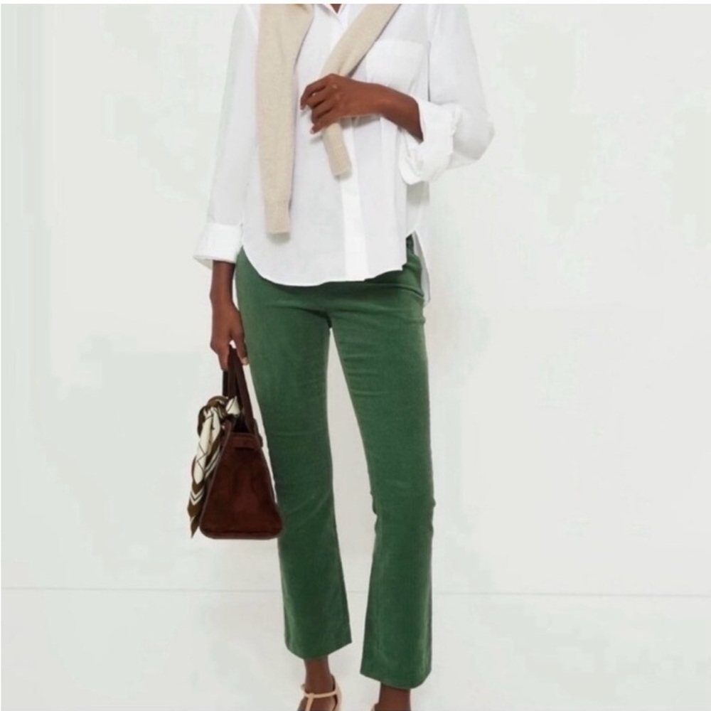 Tuckernuck Ashford green corduroy crop flare pants medium - Picture 2 of 11